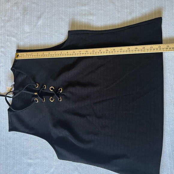Michael Michael Kors Black Lace-Up Sleeveless Blouse Gold Grommet Top - Picture 5 of 5
